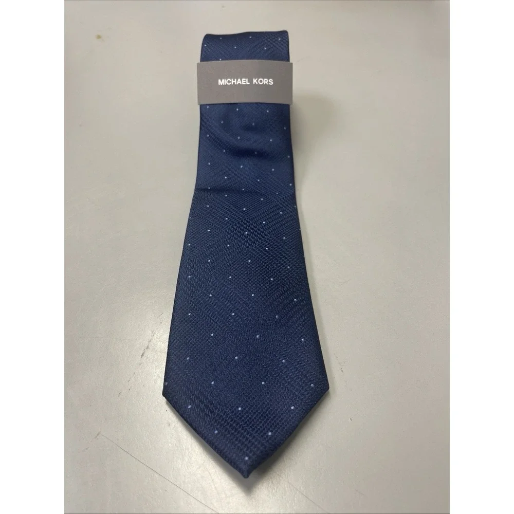 MICHAEL KORS Men's Silk Blend‎ Tie ~ Navy Blue ~ Mira Dot ~ NEW MSRP $69.50